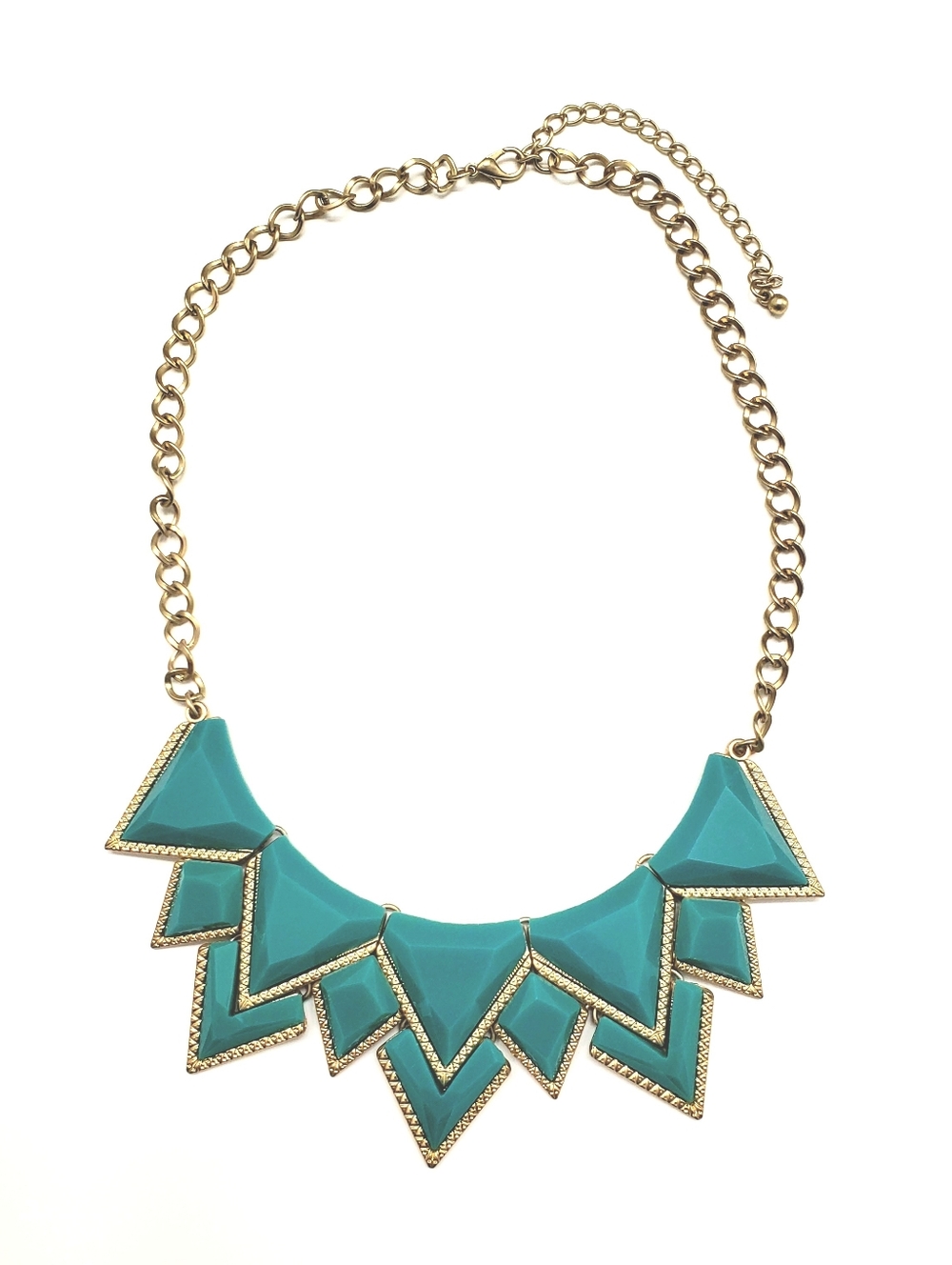 Gold-Trim Turquoise Statement Necklace - Women Jewelry